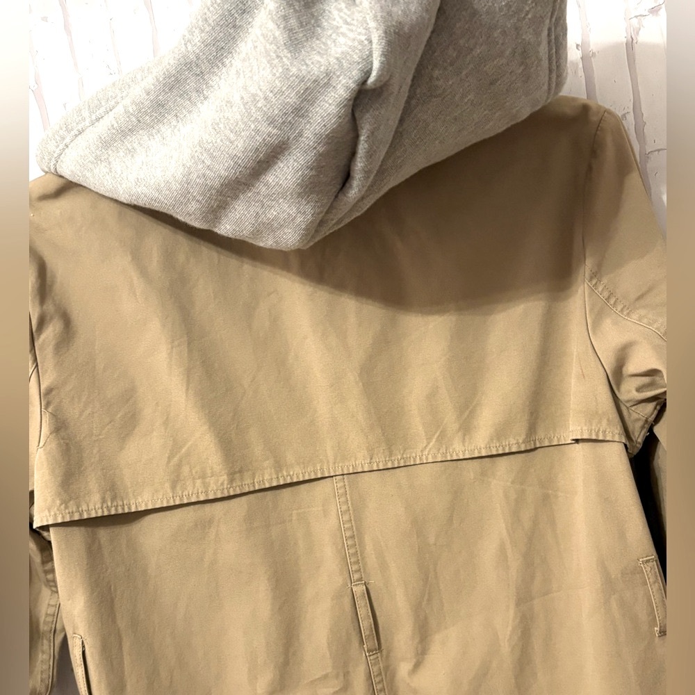 POPSUGAR Hooded Chambray Trench Coat in Khaki/Heather Gray - Picture 7 of 8